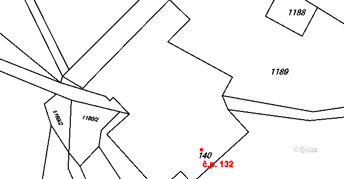 Mírovka 132, Havlíčkův Brod na parcele st. 140 v KÚ Mírovka, Katastrální mapa