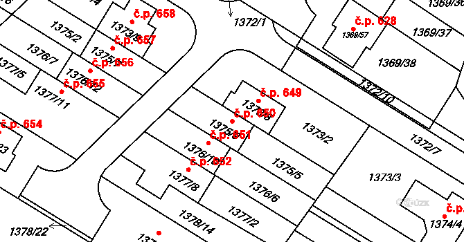 Sokolnice 650 na parcele st. 1375/9 v KÚ Sokolnice, Katastrální mapa