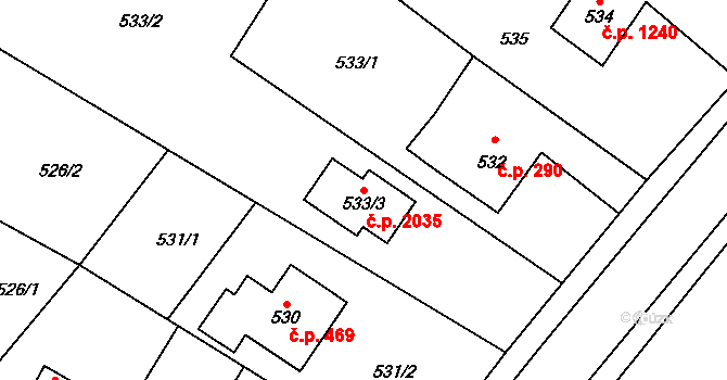 Rychvald 2035 na parcele st. 533/3 v KÚ Rychvald, Katastrální mapa