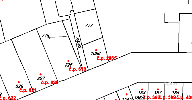 Kralupy nad Vltavou 2065 na parcele st. 1086 v KÚ Lobeč, Katastrální mapa