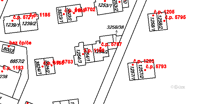 Zlín 5787 na parcele st. 1254/2 v KÚ Zlín, Katastrální mapa