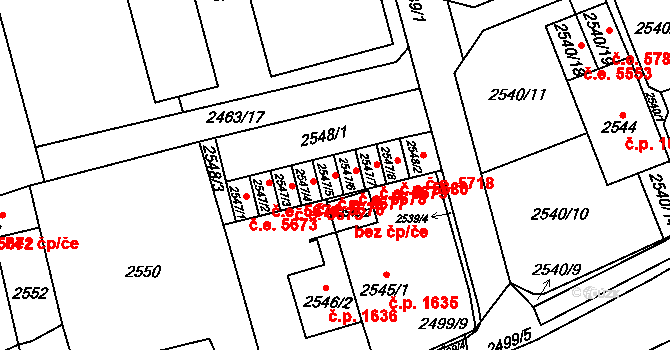 Kadaň 5677 na parcele st. 2547/5 v KÚ Kadaň, Katastrální mapa