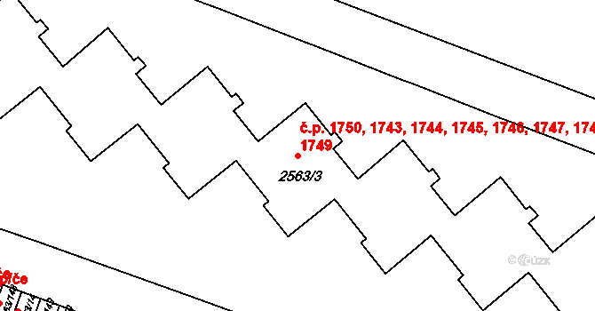 Předměstí 1743,1744,1745,1746,, Litoměřice na parcele st. 2563/3 v KÚ Litoměřice, Katastrální mapa