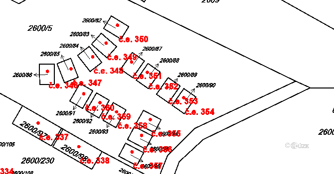 Staré Splavy 353, Doksy na parcele st. 2600/89 v KÚ Doksy u Máchova jezera, Katastrální mapa
