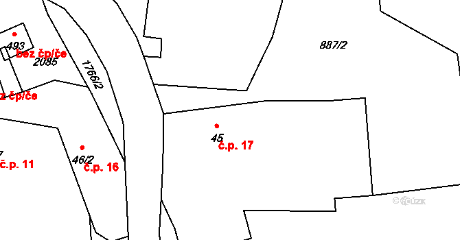 Semtín 17, Olbramovice na parcele st. 45 v KÚ Olbramovice u Votic, Katastrální mapa