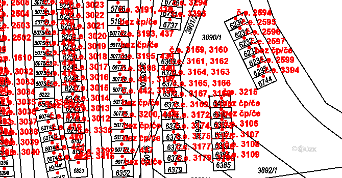 Zlín 3165,3166 na parcele st. 6372 v KÚ Zlín, Katastrální mapa