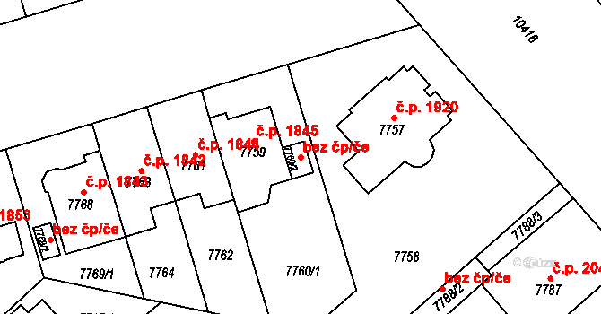 Plzeň 40034445 na parcele st. 7760/2 v KÚ Plzeň, Katastrální mapa