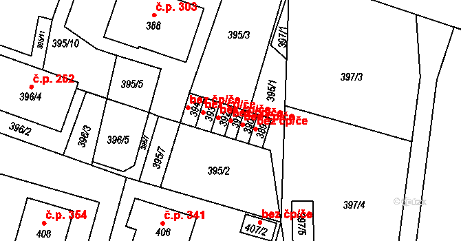 Hamry nad Sázavou 40752445 na parcele st. 391 v KÚ Hamry nad Sázavou, Katastrální mapa