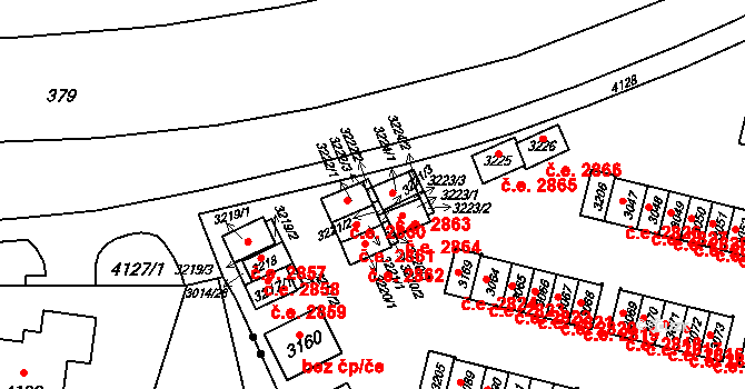 Podlesí 2863, Havířov na parcele st. 3224/1 v KÚ Bludovice, Katastrální mapa
