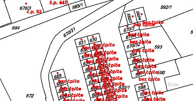 Záblatí 698, Bohumín na parcele st. 628 v KÚ Záblatí u Bohumína, Katastrální mapa