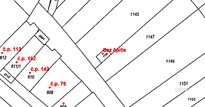 Otnice 45896445 na parcele st. 1144 v KÚ Otnice, Katastrální mapa