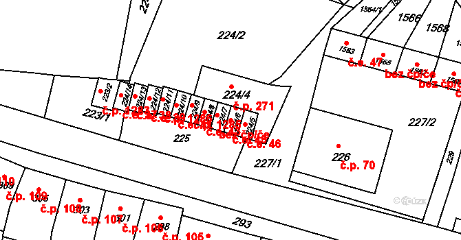 Pustiměř 45 na parcele st. 224/6 v KÚ Pustiměř, Katastrální mapa