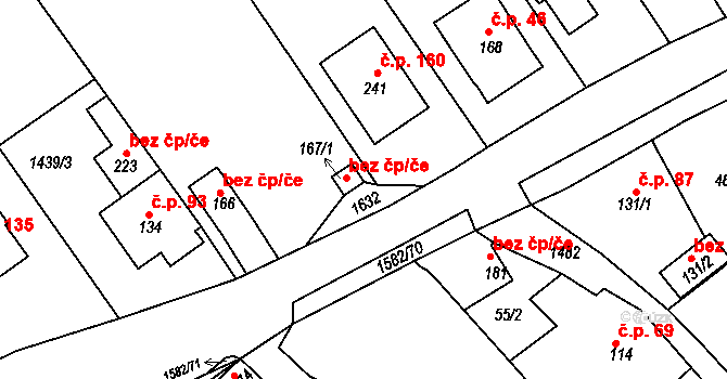 Vršovice 49107445 na parcele st. 167/1 v KÚ Vršovice u Opavy, Katastrální mapa