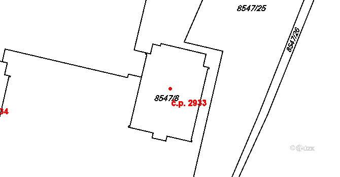 Jižní Předměstí 2933, Plzeň na parcele st. 8547/8 v KÚ Plzeň, Katastrální mapa