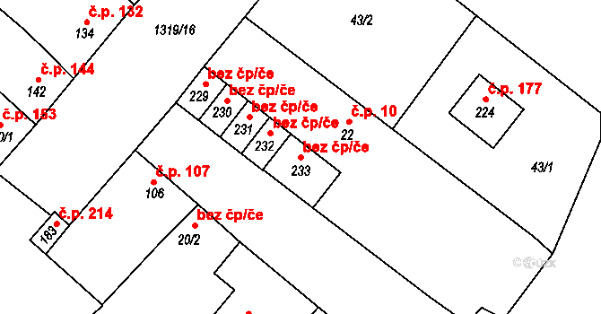 Křídlůvky 50269445 na parcele st. 233 v KÚ Křídlůvky, Katastrální mapa