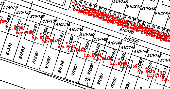 Proseč nad Nisou 5144, Jablonec nad Nisou na parcele st. 810/65 v KÚ Proseč nad Nisou, Katastrální mapa