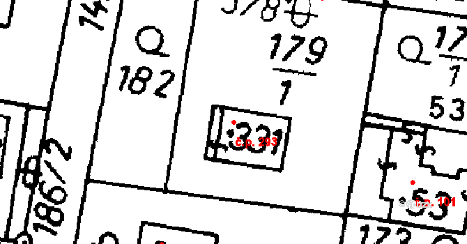 Bernartice 293 na parcele st. 331 v KÚ Bernartice u Milevska, Katastrální mapa