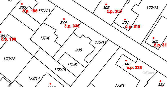 Neratovice 337 na parcele st. 343 v KÚ Neratovice, Katastrální mapa