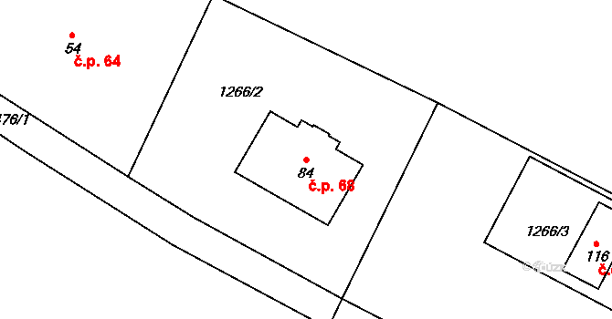 Hradecko 68, Kralovice na parcele st. 84 v KÚ Hradecko, Katastrální mapa