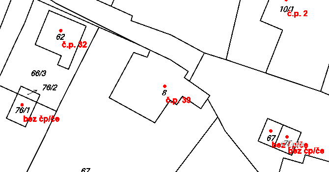 Slotov 39, Heřmanice na parcele st. 8 v KÚ Slotov, Katastrální mapa
