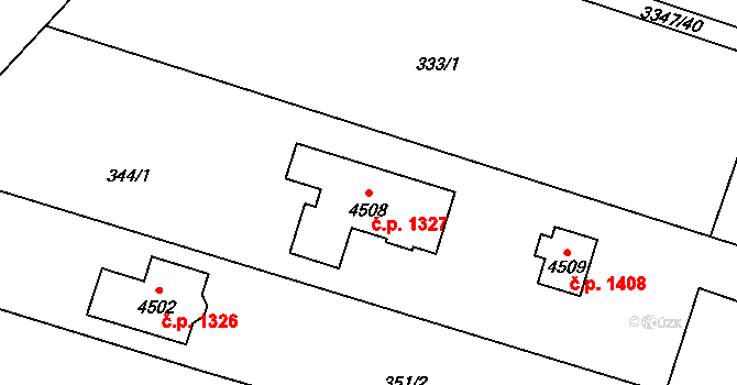 Kyjov 1327 na parcele st. 4508 v KÚ Kyjov, Katastrální mapa