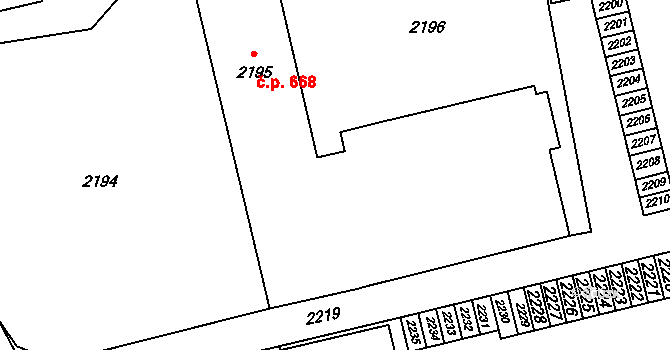 Mohelnice 668 na parcele st. 2195 v KÚ Mohelnice, Katastrální mapa