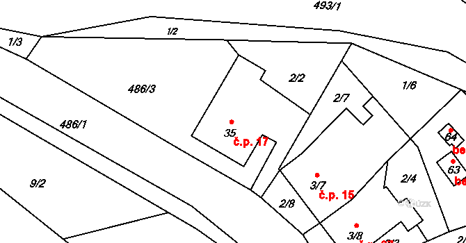 Hranice II-Lhotka 17, Hranice na parcele st. 35 v KÚ Lhotka u Hranic, Katastrální mapa