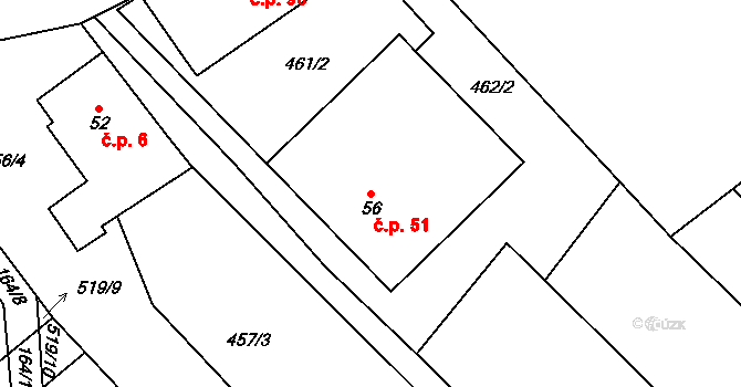 Sedlejov 51 na parcele st. 56 v KÚ Sedlejov, Katastrální mapa