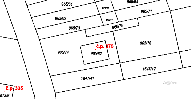 Pohořelice 375 na parcele st. 965/82 v KÚ Pohořelice u Napajedel, Katastrální mapa