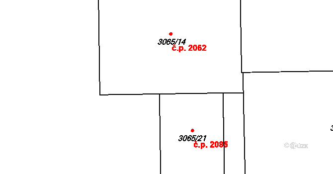 Tachov 2062 na parcele st. 3065/14 v KÚ Tachov, Katastrální mapa