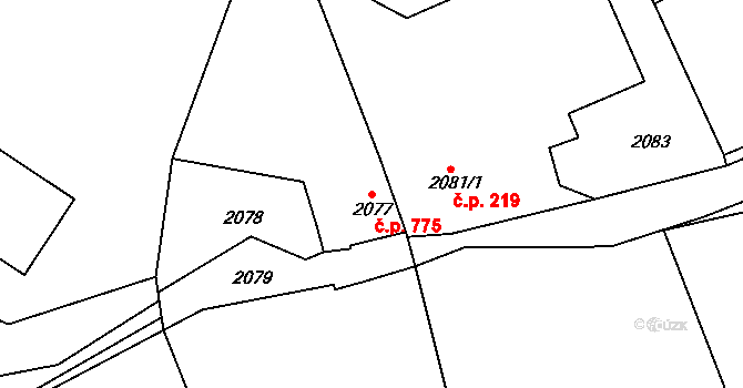 Hořovice 775 na parcele st. 2077 v KÚ Hořovice, Katastrální mapa