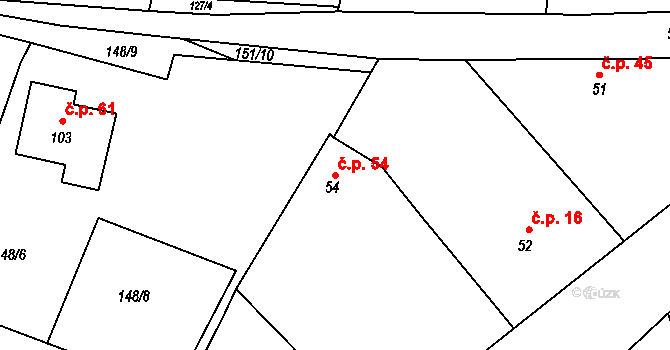 Bubovice 54, Volenice na parcele st. 54/1 v KÚ Bubovice u Březnice, Katastrální mapa