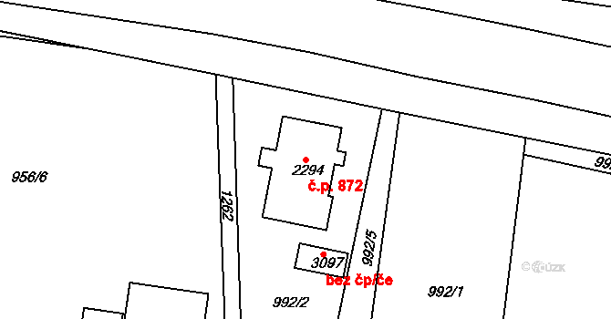 Valdické Předměstí 872, Jičín na parcele st. 2294 v KÚ Jičín, Katastrální mapa