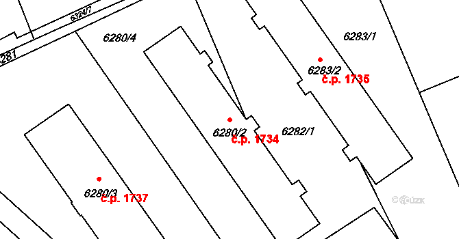 Petřvald 1734 na parcele st. 6280/2 v KÚ Petřvald u Karviné, Katastrální mapa