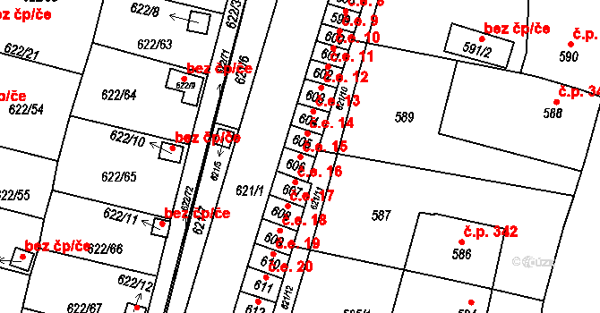 Miřetice u Klášterce nad Ohří 15, Klášterec nad Ohří na parcele st. 606 v KÚ Miřetice u Klášterce nad Ohří, Katastrální mapa
