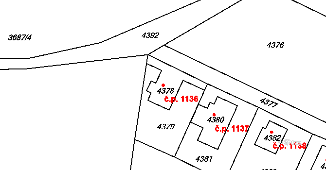 Smržovka 1136 na parcele st. 4378 v KÚ Smržovka, Katastrální mapa