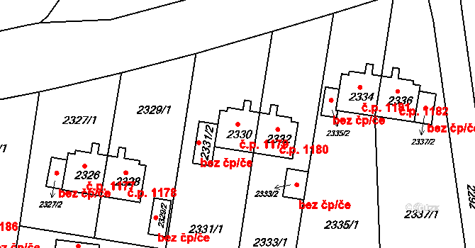 Sokolov 1179 na parcele st. 2330 v KÚ Sokolov, Katastrální mapa