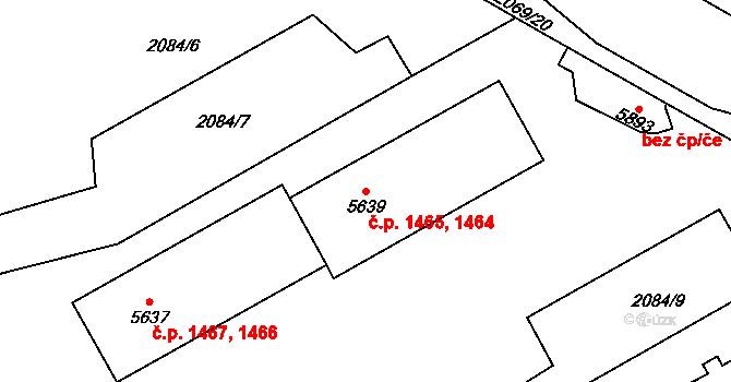 Cheb 1464,1465 na parcele st. 5639 v KÚ Cheb, Katastrální mapa