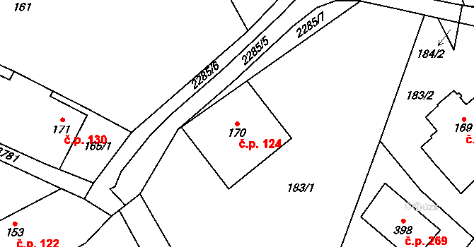 Lukavice 124 na parcele st. 170 v KÚ Lukavice u Rychnova nad Kněžnou, Katastrální mapa