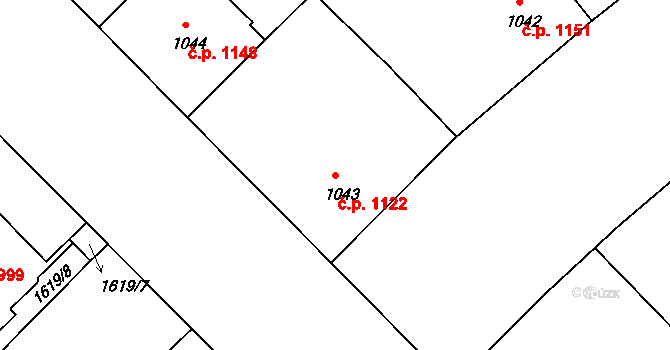 Nusle 1122, Praha na parcele st. 1043 v KÚ Nusle, Katastrální mapa