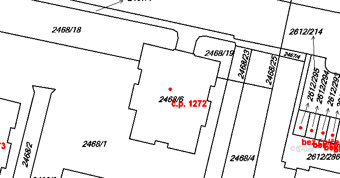 Braník 1272, Praha na parcele st. 2468/6 v KÚ Braník, Katastrální mapa