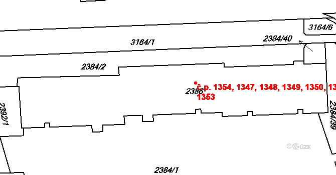 Chodov 1347,1348,1349,1350,, Praha na parcele st. 2386 v KÚ Chodov, Katastrální mapa