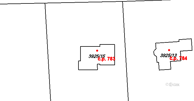 Horní Těrlicko 783, Těrlicko na parcele st. 3925/15 v KÚ Horní Těrlicko, Katastrální mapa