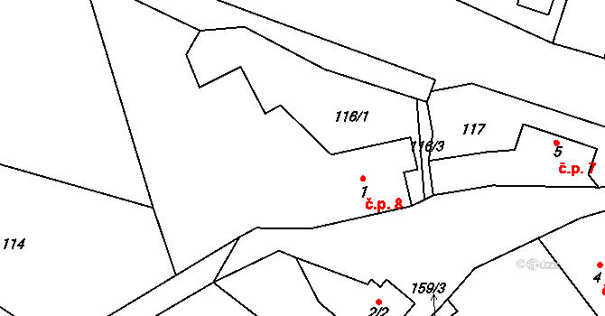 Lhota 8, Kelč na parcele st. 1 v KÚ Lhota u Kelče, Katastrální mapa