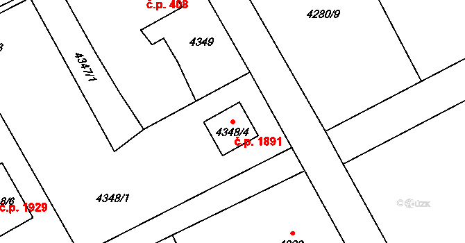 Petřvald 1891 na parcele st. 4348/4 v KÚ Petřvald u Karviné, Katastrální mapa