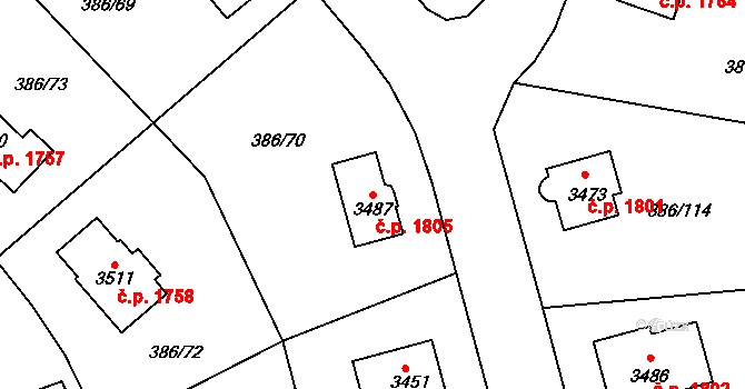 Choceň 1805 na parcele st. 3487 v KÚ Choceň, Katastrální mapa