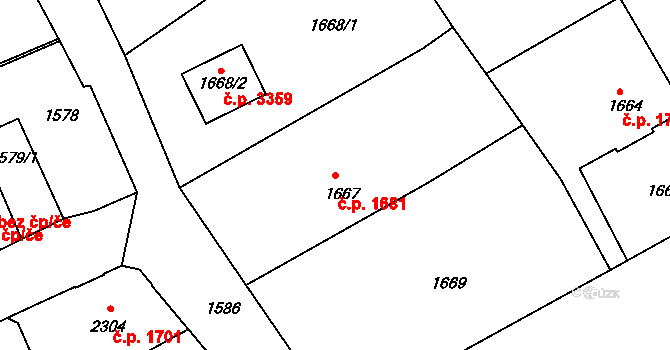 Varnsdorf 1681 na parcele st. 1667/1 v KÚ Varnsdorf, Katastrální mapa