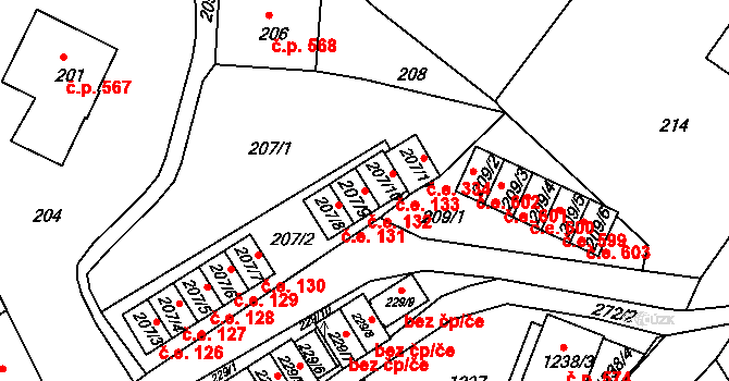Rumburk 1 132, Rumburk na parcele st. 207/9 v KÚ Rumburk, Katastrální mapa
