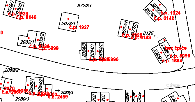 Zlín 5996 na parcele st. 2084/2 v KÚ Zlín, Katastrální mapa