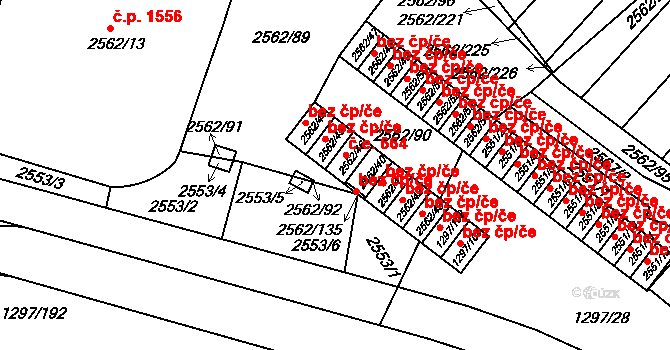 Trnovany 664, Teplice na parcele st. 2562/46 v KÚ Teplice-Trnovany, Katastrální mapa